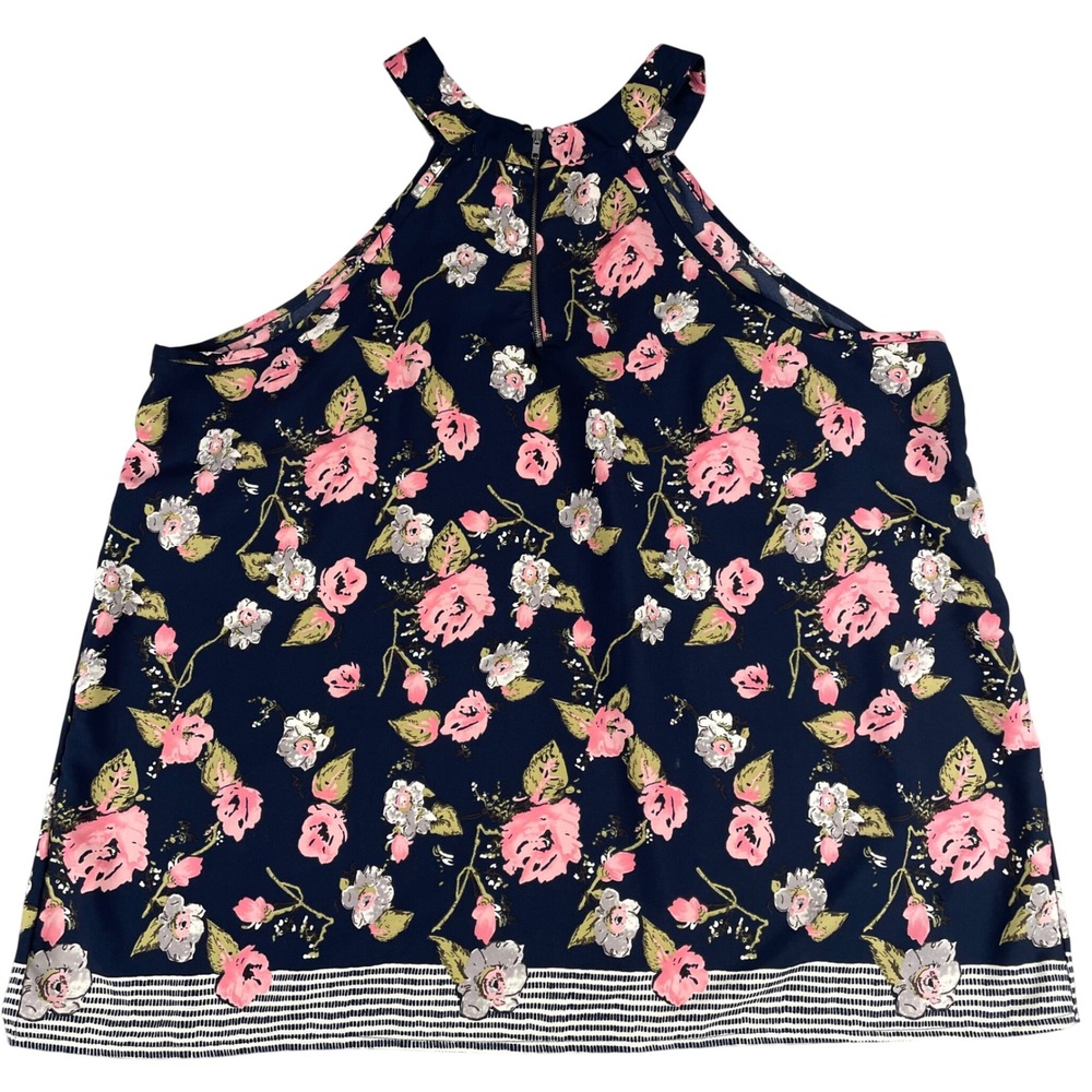 Torrid Womens Navy Pink Floral Halter Tank Top Blouse Size 1 10565403